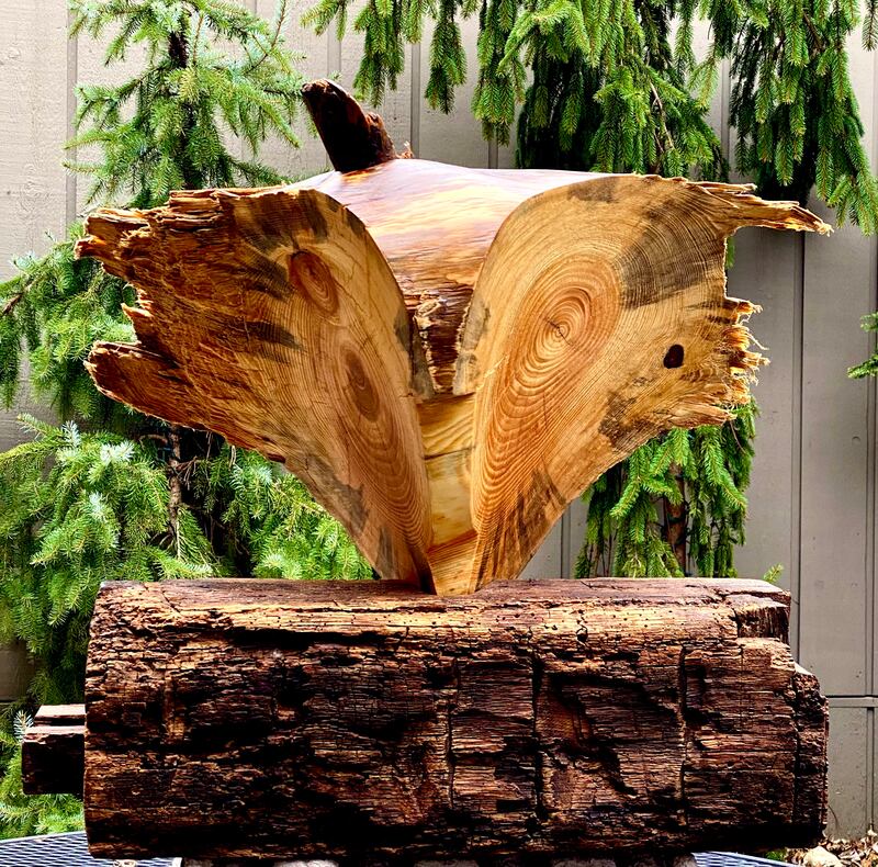 The Watchman: wood carving, private collection, art by Russ Riendeau