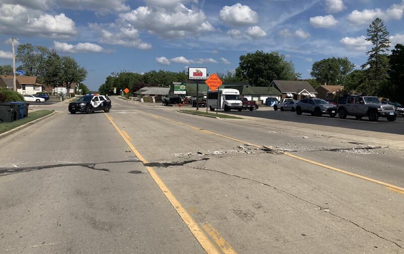 Theodore Street was closed between Dearborn Street and Nicholson Street in Joliet for several hours Monday, June 24, 2025 due to the road buckling.in the heat.