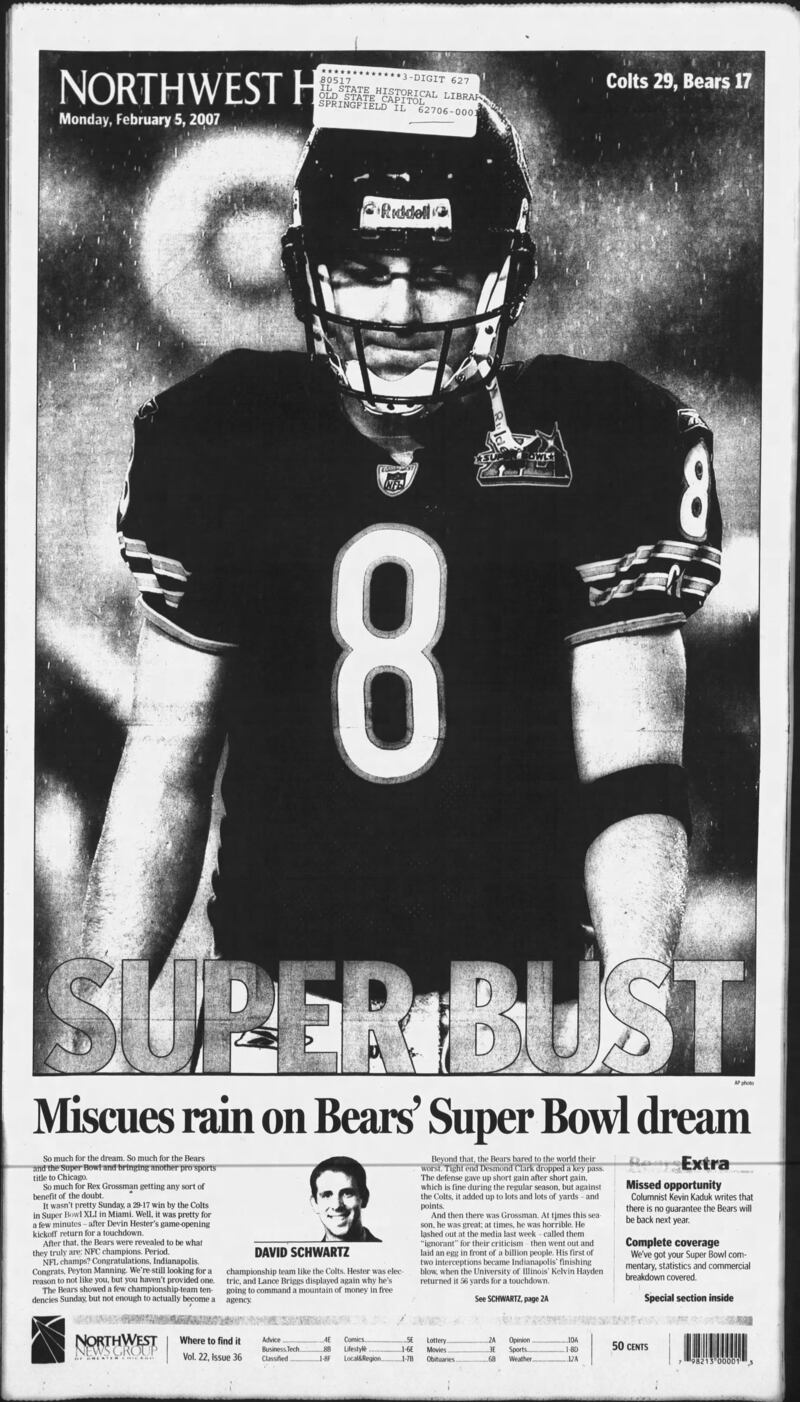 The cover of the Northwest Herald for Feb. 5, 2007