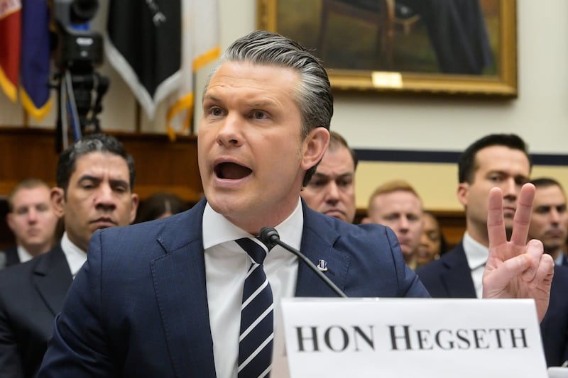 Secretary of Defense Pete Hegseth appears before a House Committee on Armed Services business meeting on the Department of Defense Fiscal Year 2027 on Capitol Hill, Wednesday, April 29, 2026, in Washington. (AP Photo/Rod Lamkey Jr.)