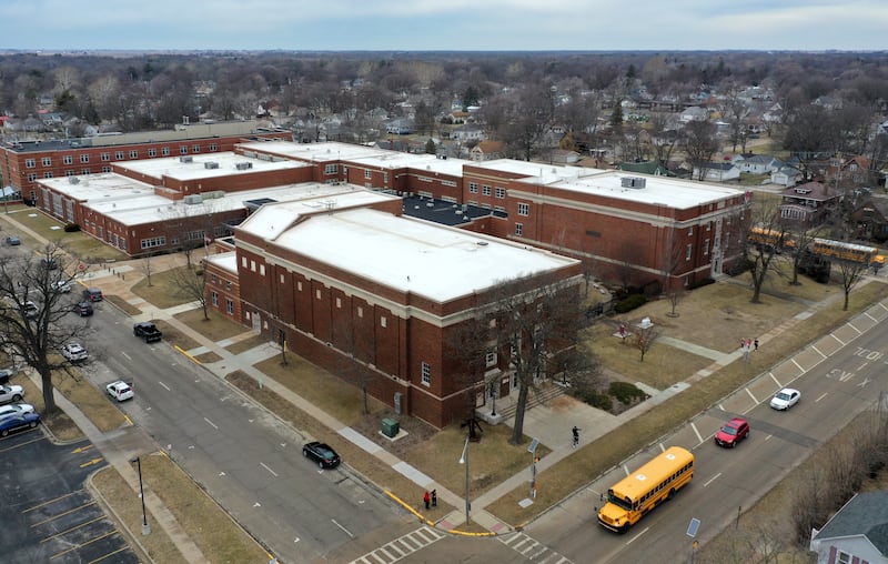 An aerial view of Streator High School Tuesday Feb. 14, 2023 in Streator.