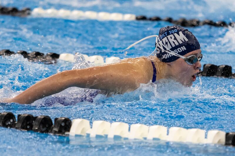 Dundee-Crown’s Rachel Johnson competes in the 200 Yard IM during the IHSA Girls State Swimming Preliminaries at FMC Natatorium in Westmont on Nov. 14, 2025.