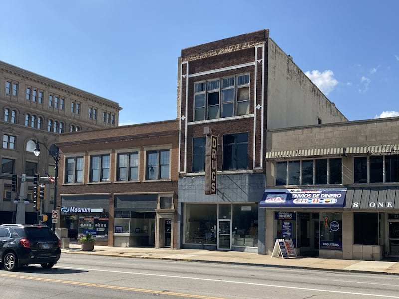 The sidewalk barrier was removed in front of the former Jaffe Drugs at 217 E. Court St. recently, so work can begin to renovate the building.