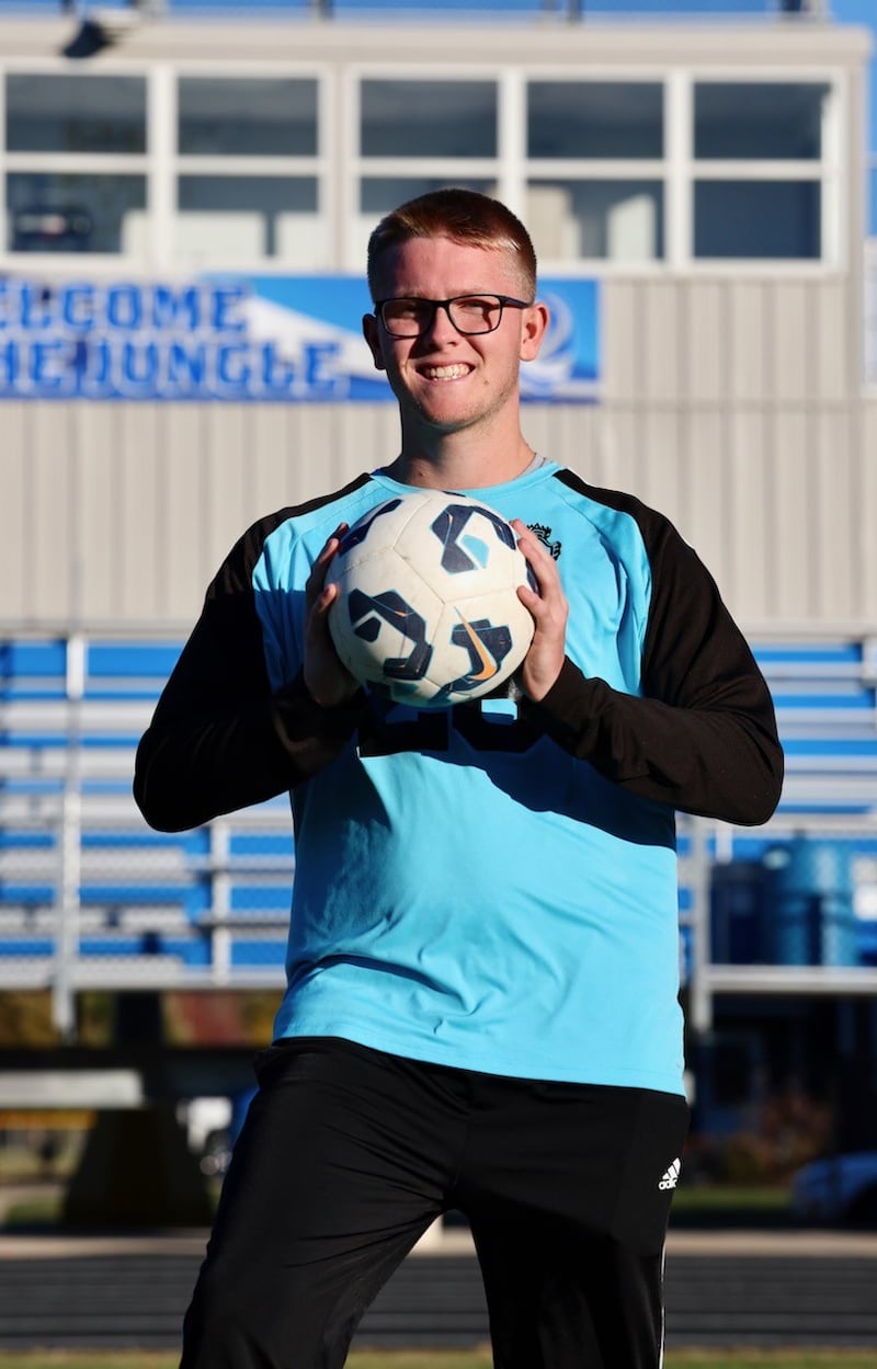 Princeton senior Landon Davis is the 2025 BCR Soccer Player of the Year. He set a single-season school record with 247 saves this year, finishing with 719 career goals, ranked 15th all-time in the state.