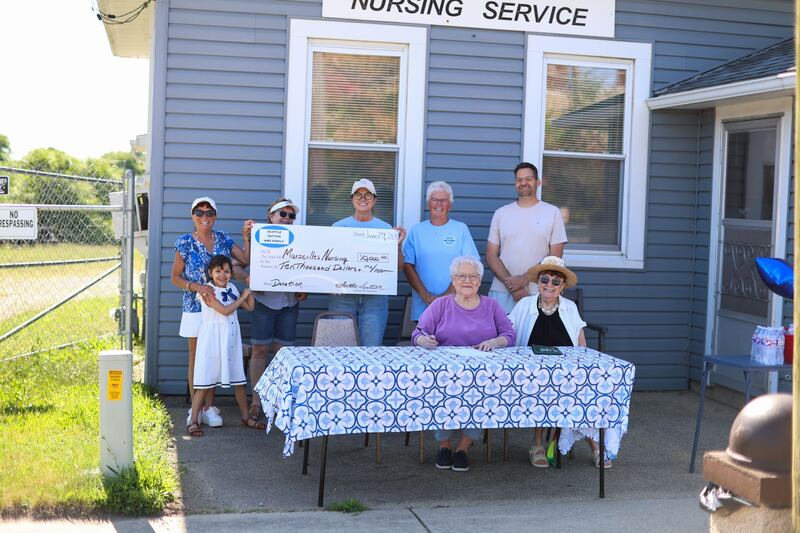 The donation was presented by Ruth Egofske, daughter of Kelly and Seattle Sutton. Seated with Seattle Sutton during the presentation was Carol Downey, director of Marseilles Nursing Service.