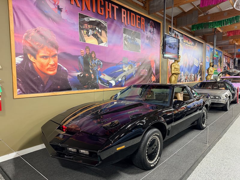 The iconic KITT car from the hit 1980s TV show “Knight Rider” on display at the Volo Museum.