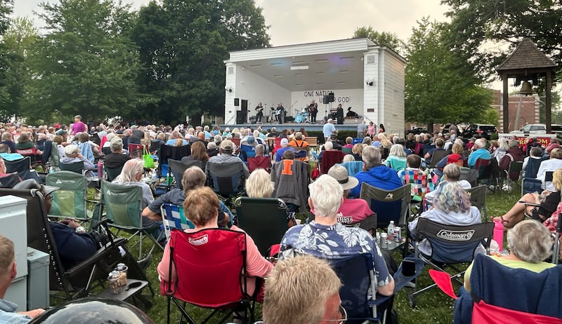 Rick Lindy and his band pay tribute to Roy Orbison as they perform on the Warren Reckmeyer Bandshell during the opening night of the 2025 Mt. Morris Jamboree Music Series on Friday, June 13, 2025.