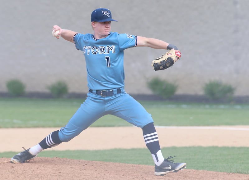 Bureau Valley's Bryce Helms delivers a pitch to Rockridge during the Class 2A Regional semifinal game on Thursday, May 16, 2024 at Princeton High School.