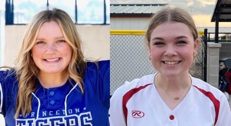 Princeton's Avah Oertel (left) and L-P's Taylor Vescogni had busy summers on the summer softball circuit.