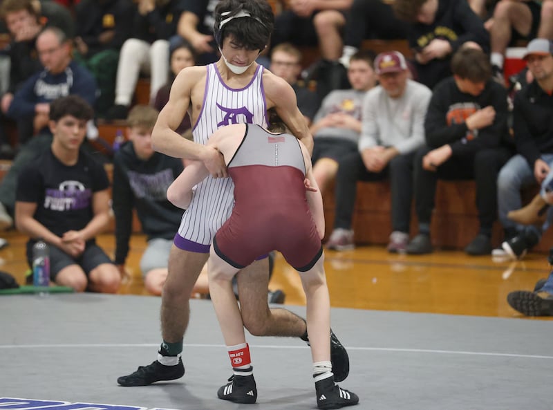 Dixon's Riley Paredes wrestles Rockridge's Nate Lower during the 62nd annual Lyle King Princeton Invitational boys tournament on Saturday, Jan. 10, 2026 at Princeton High School.