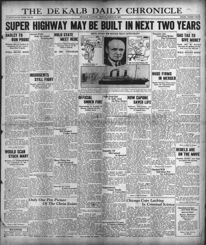 The cover of the Daily Chronicle for March 29, 1929