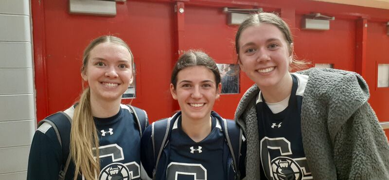 From left: Alivia Nielsen, Kennedy Manning and Ellie Mjaanes led Cary-Grove to a 46-41 win over Wauconda in Tuesday's Class 3A North Chicago Sectional semifnal.