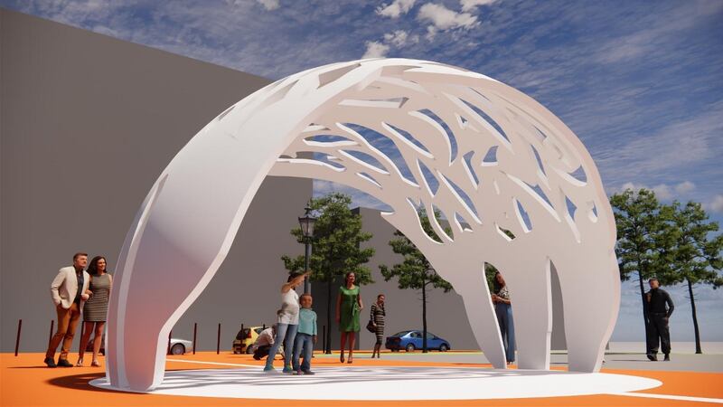 The "Dome of Unity," a sculpture to be created in the new Joliet city square, will be made of stainless steel with a design resembling paper cut art. Aug. 21, 2025