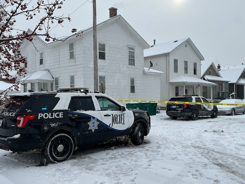 A Joliet Police Department squad vehicle on Sunday, Jan. 25, 2026, in the 700 block of Garnsey Avenue in Joliet in response to a homicide investigation.