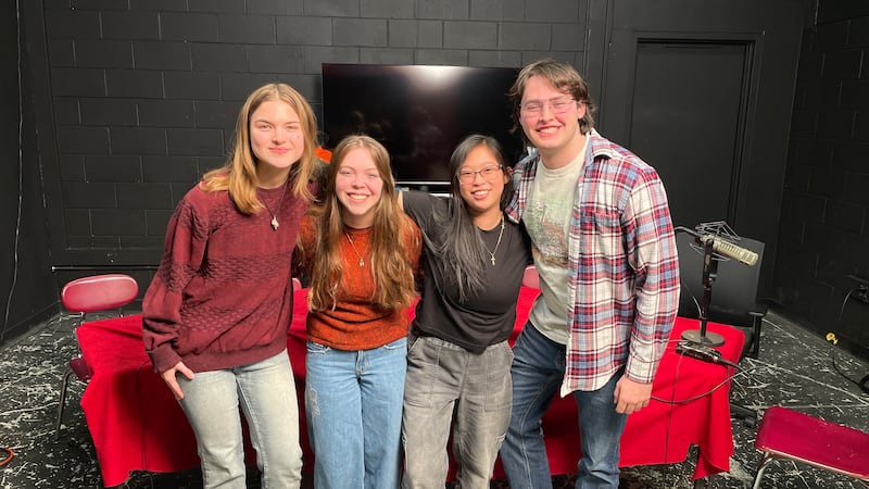 Gemma Mear (left), Auggie Vymyslicky, Emily Schuler and Andrew Shepard are some of the Lyons Township High School students who produced a movie for a silent film festival at The Tivoli Theatre in Downers Grove. on Jan. 28.