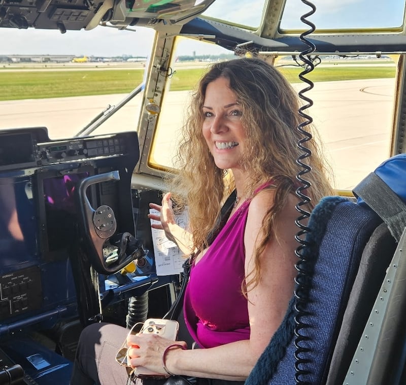 McHenry County Regional Superintendent of Schools Diana Hartmann got a ride from the Blue Angels on Friday, July 18, 2025, on their C-130J Super Hercules support plane.