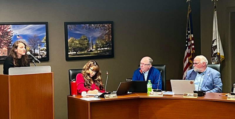Governmental Affairs Director for Illinois REALTORS Neeley Erickson speaks to the Sterling City Council about her concerns over the city's proposed rental housing code and inspection program during a City Council meeting on March 3, 2025.