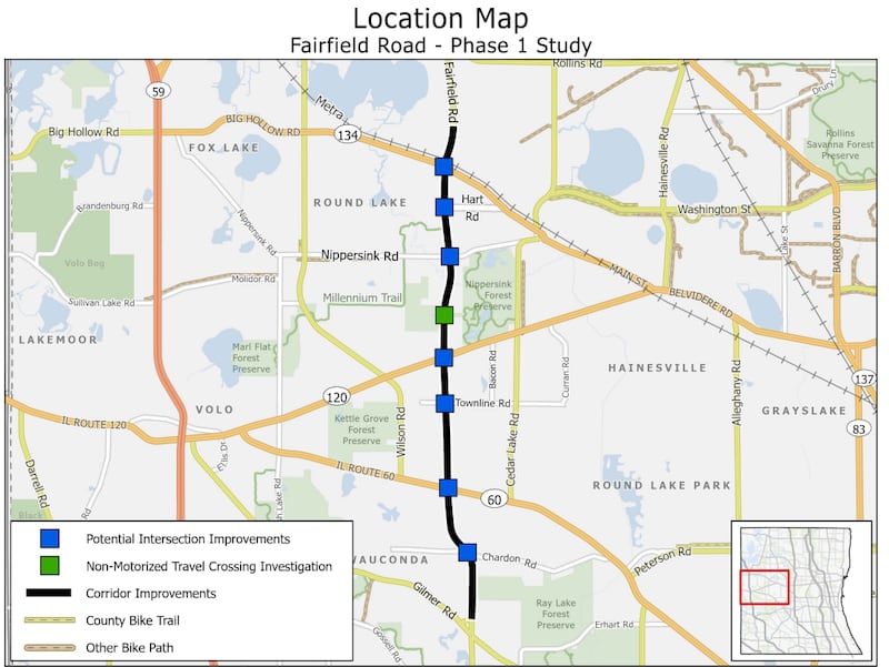 The Lake County Division of Transportation is hosting an open house public meeting from 5 to 7 p.m. June 16 at the Rolek Community Center, 814 Hart Road, Round Lake, to present the alternatives and solicit feedback on the Fairfield Road Planning Study.