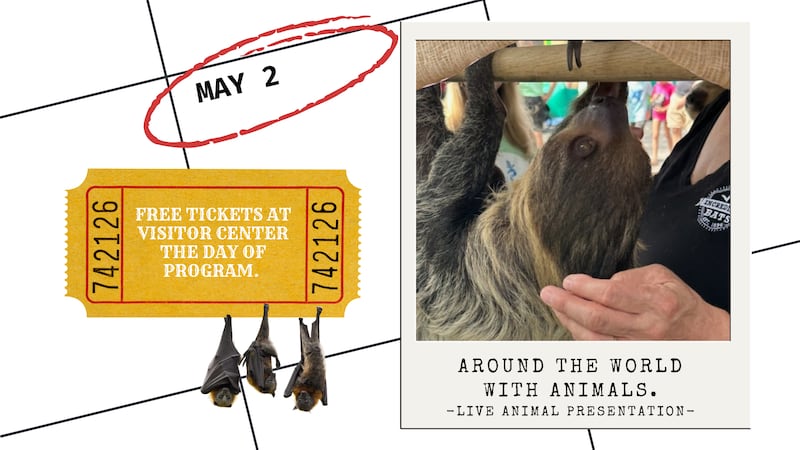 Animals Around the World, a live animal program, will be offered at 11 a.m. and again at 1 p.m. Saturday, May 2, 2026, at Starved Rock State Park Visitor Center.