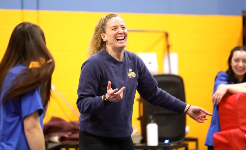 Lyons Township High School teacher Katie Meyers leads a self defense class for girls at the school’s North Campus in La Grange.