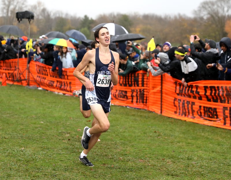 Cary-Grove's Jameson Tenopir competes in the Class 3A State Cross Country Championships on Saturday, Nov. 9, 2024 at Detweiller Park in Peoria.