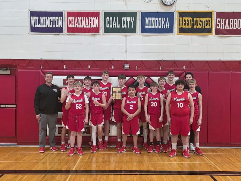 The Mazon-Verona-Kinsman 8th-grade boys basketball team won the IVC West conference tournament on Wednesday, Jan. 14, capturing the program's first 8th-grade championship in school history.