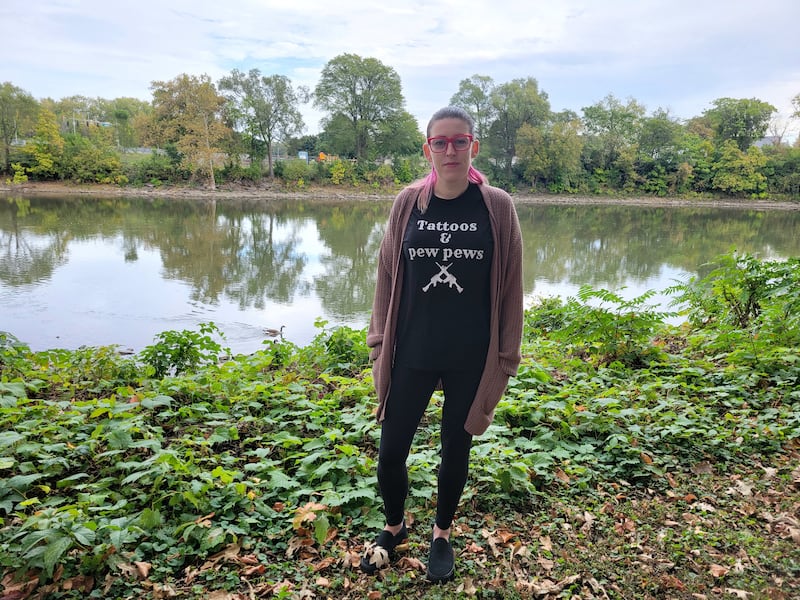 U.S. Army Veteran Melanie McCummiskey poses for a photo at Bird Park in Kankakee.