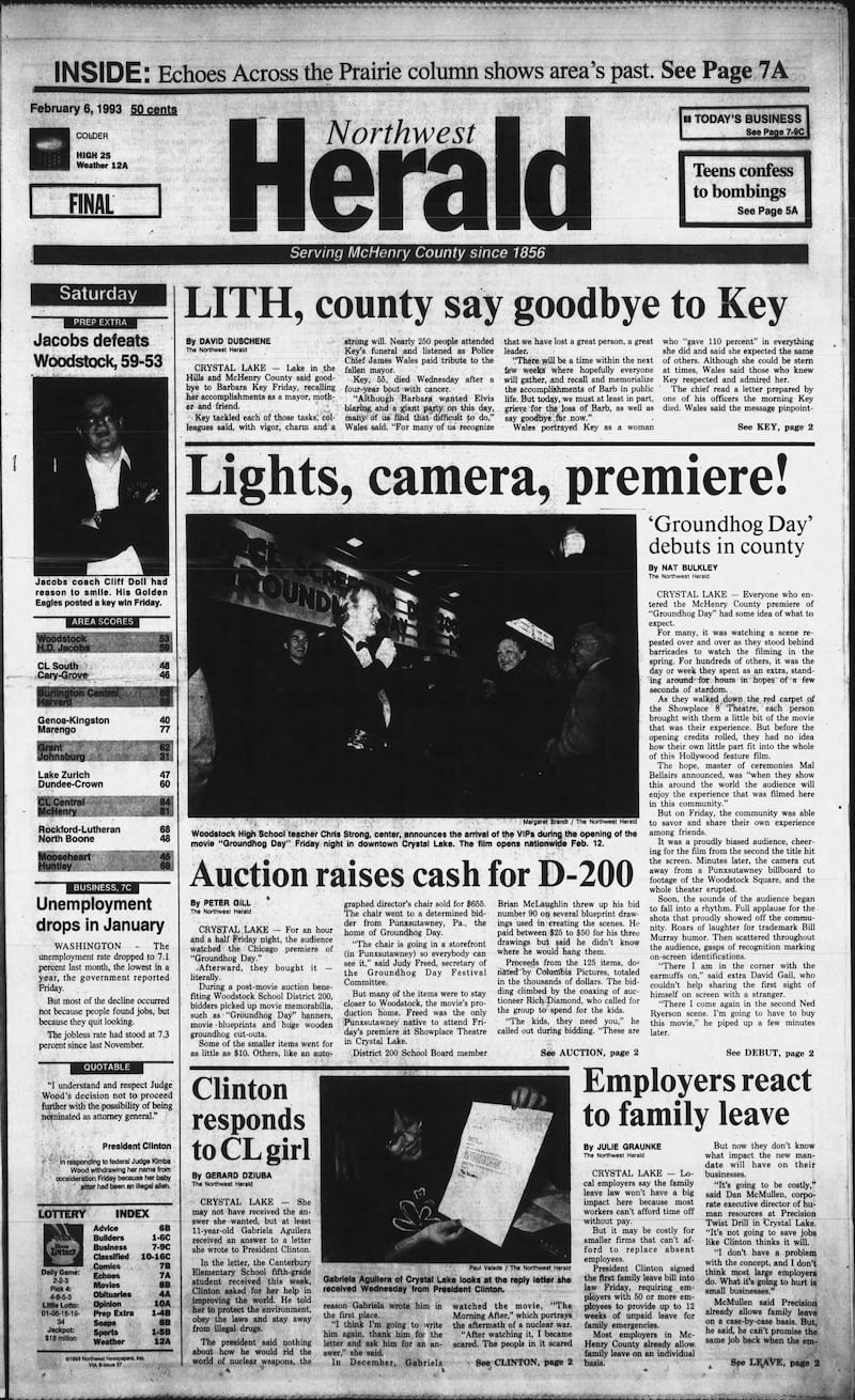 The cover of the Northwest Herald for Feb. 6, 1993