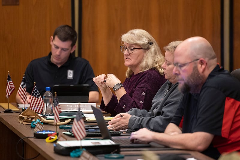 Alderperson Violet Sobottka speaks on behalf of an ordinance stripping the mayor of certain powers regarding installation of appointed positions during a Rock Falls City Council meeting Tuesday, Nov. 18, 2025. The ordinance failed, with the mayor casting the deciding vote.