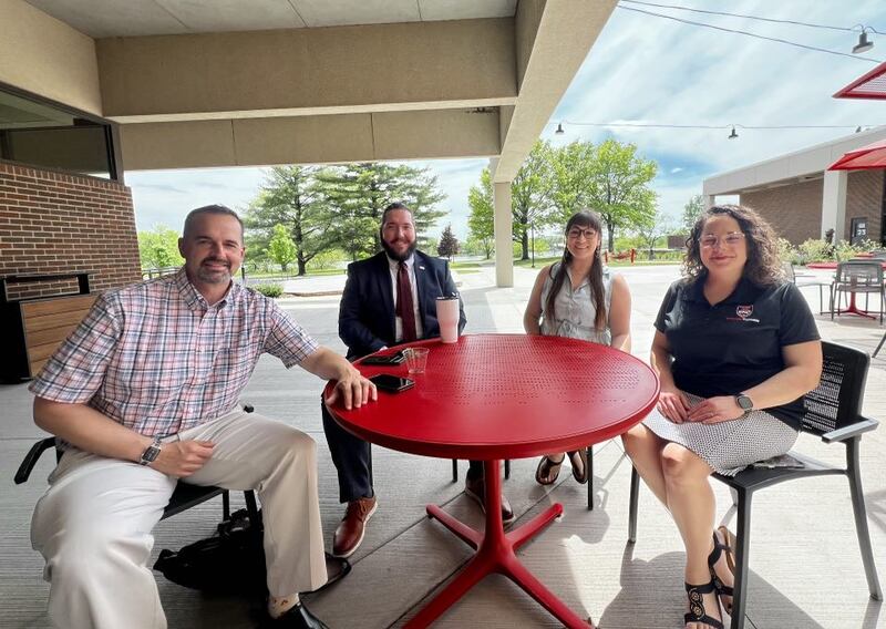 Left to right: Sauk Valley Community College's Vice President of Academics and Student Services Jon Mandrell, Academic Support Coordinator/Advisor Riley Gober, Student Support Services Project Director Stephanie Jacobs and Vice President of Advancement Lori Cortez.
