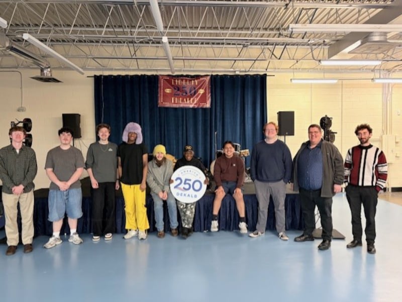 Attendees of a GI Jam hosted at the RTW Veteran Center in DeKalb pose for a picture.