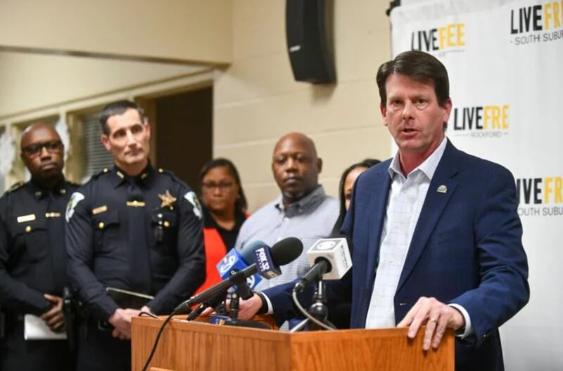 Kankakee Mayor Chris Curtis speaks Monday during a press conference at Second Baptist Church held in the wake of the shooting on New Year's Day in Kankakee. The Jan. 1 shooting left two dead and five injured.