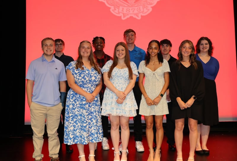 Students receiving $10,000 and above at the Streator Township High School Honors Awards Night included David Paton, Madelyn Wahl, Leah Krohe, Sonia Proksa ,Makenna Ondrey, Wyatt Shultz, Tristin Finley, Nolan Lukach, Joseph Perez and Madelyn Reum.