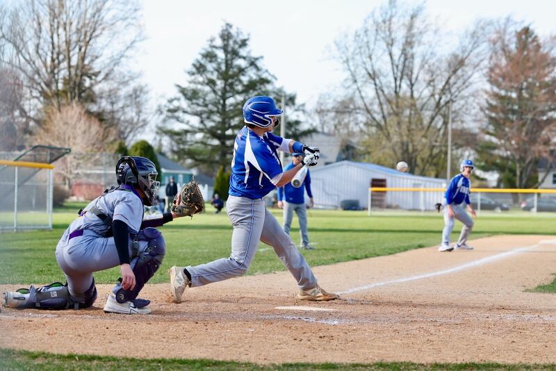 Princeton leadoff man Ace Christiansen takes his rips in the Tigers' 6-2 win over Mendota on Monday at Prather Field. He had three hits and a walk.