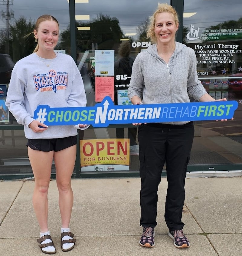 Hannah Walker (left) and Northern Rehab certified strength and conditioning specialist Melissa Payne Wagner