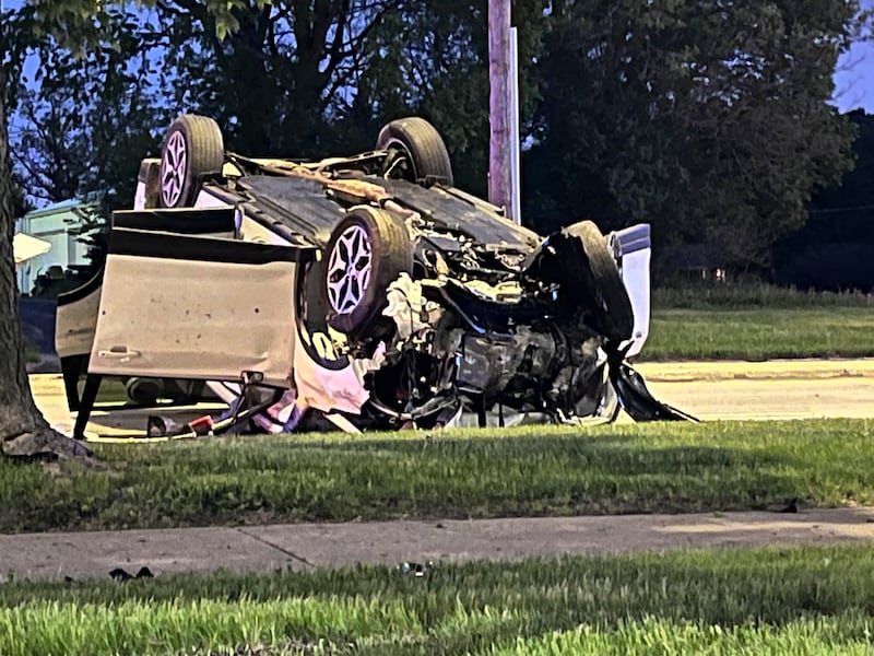One of the vehicles involved in a multi-vehicle crash on Tuesday, May 5, at the intersection of Essington Road and Black Road in Joliet. A 73-year-old driver died following the crash.