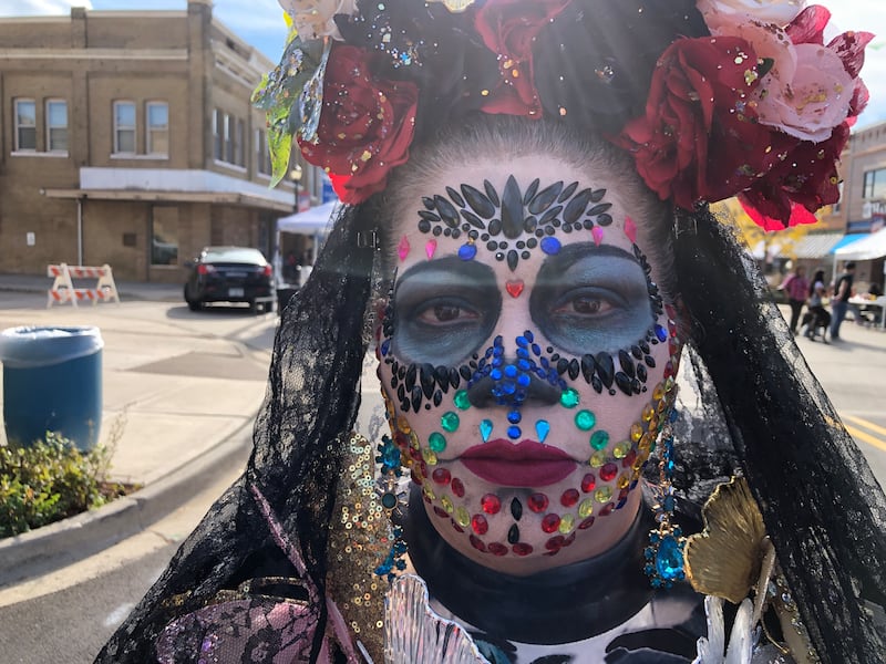 A La Catrina contest – women painted as skeletons in fancy dress clothes – was part of Harvard's Day of the Dead festival on Saturday, Oct. 18, 2025.