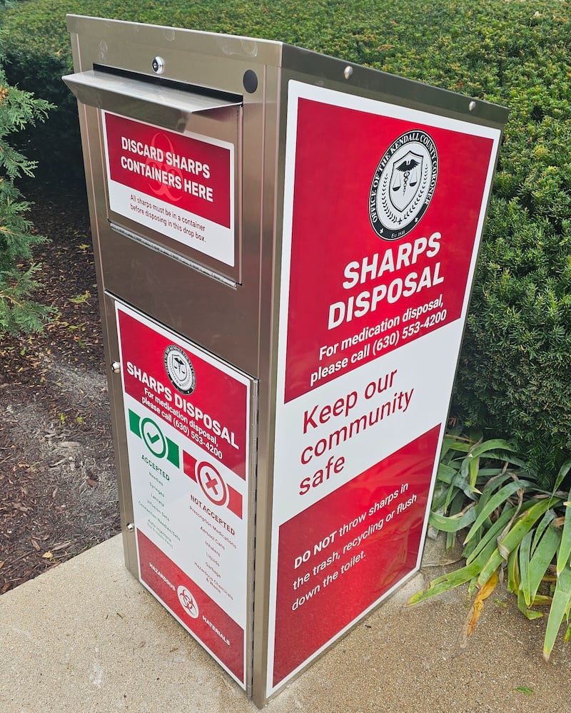Because of safety concerns, the Kendall County Coroner’s Office has decided to pause indefinitely the operation of its outdoor 24-hour medical sharps drop box at 804 W. John St. in Yorkville.
