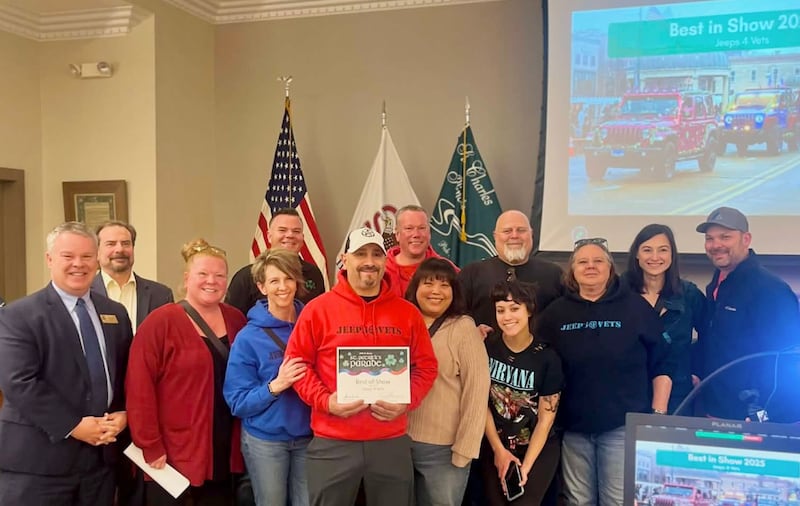 The St. Charles Business Alliance awarded first place for the 2026 St. Patrick's Parade "Best in Show" to "Jeeps 4 Vets" during the April 20 City Council meeting.