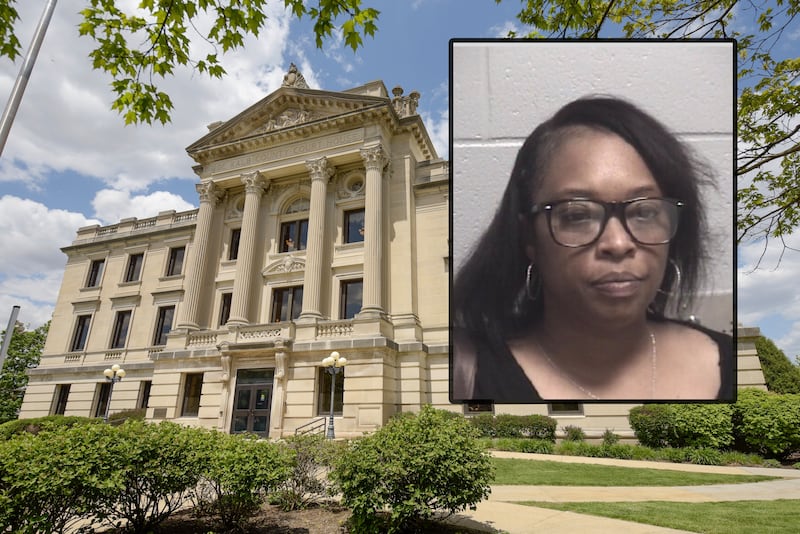 Erica L. Walker, 48, of DeKalb, a deputy clerk and longtime public employee in the DeKalb County Circuit Clerk's Office, was charged on Sept. 4, 2025, with wire fraud and forgery after police alleged she was granted more than $41,000 in Paycheck Protection Program (PPP) loans for a business that does not exist. (Inset photo provided by DeKalb County Jail)