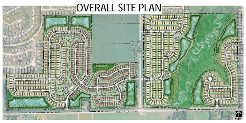 The site plan for Lennar's Preserves of
Boone Creek, as presented to the McHenry City Council on Monday, June 1, 2026. The development was tabled as Council asked for further review.