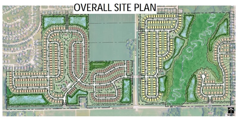 The site plan for Lennar's Preserves of
Boone Creek, as presented to the McHenry City Council on Monday, June 1, 2026. The development was tabled as Council asked for further review.