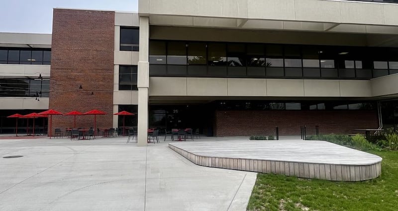 The new outdoor stage and seating at Sauk Valley Community College in Dixon is shown.