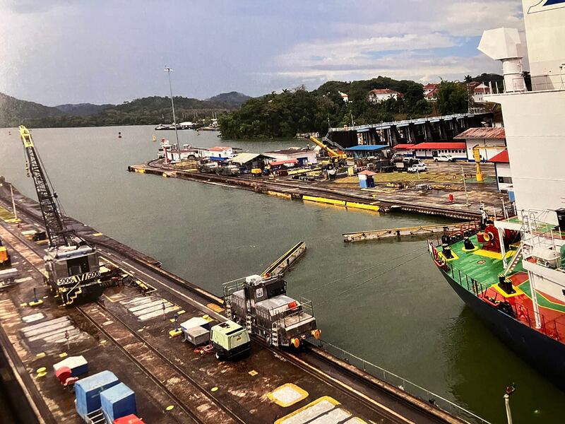 Here's a view from a ship passing through the Panama Canal.