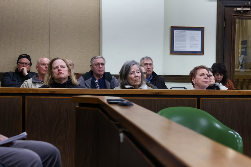 Members of the Concerned Citizens of Manteno group listen to Circuit Judge Lindsay Parkhurst during the Concerned Citizens of Manteno vs. Village of Manteno & Gotion Inc. status of compliance with case management hearing in the 21st Judicial Court in Kankakee on Wednesday, Feb. 4, 2026.