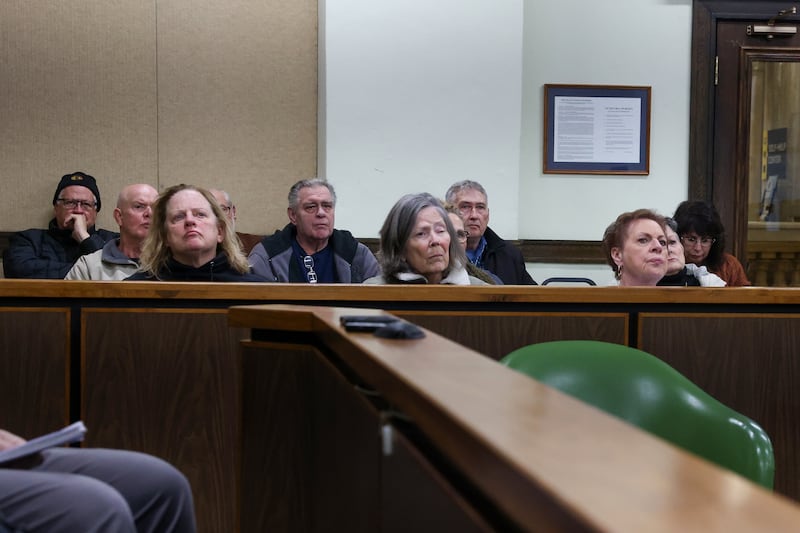 Members of the Concerned Citizens of Manteno group listen to Circuit Judge Lindsay Parkhurst during the Concerned Citizens of Manteno vs. Village of Manteno & Gotion Inc. status of compliance with case management hearing in the 21st Judicial Court in Kankakee on Wednesday, Feb. 4, 2026.