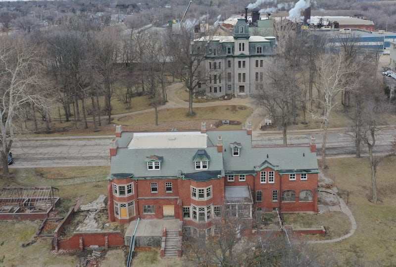 An aerial view of the Hegeler Carus Mansion (top) and Julius W. Hegeler I House (bottom) in La Salle. The Hegeler Carus Mansion, located at 1307 Seventh Street in La Salle, is one of the Midwest's great Second Empire structures. Completed in 1876 for Edward C. Hegeler, a partner in the nearby Matthiessen Hegeler Zinc Company. The mansion was designed in 1874 by noted Chicago architect William W. Boyington. The mansion is now owned and operated by the Hegeler Carus Foundation, and is open to the public. The Julius W. Hegeler I House was built in 1902 for Julius who was the eldest son of Edward C. Hegeler.