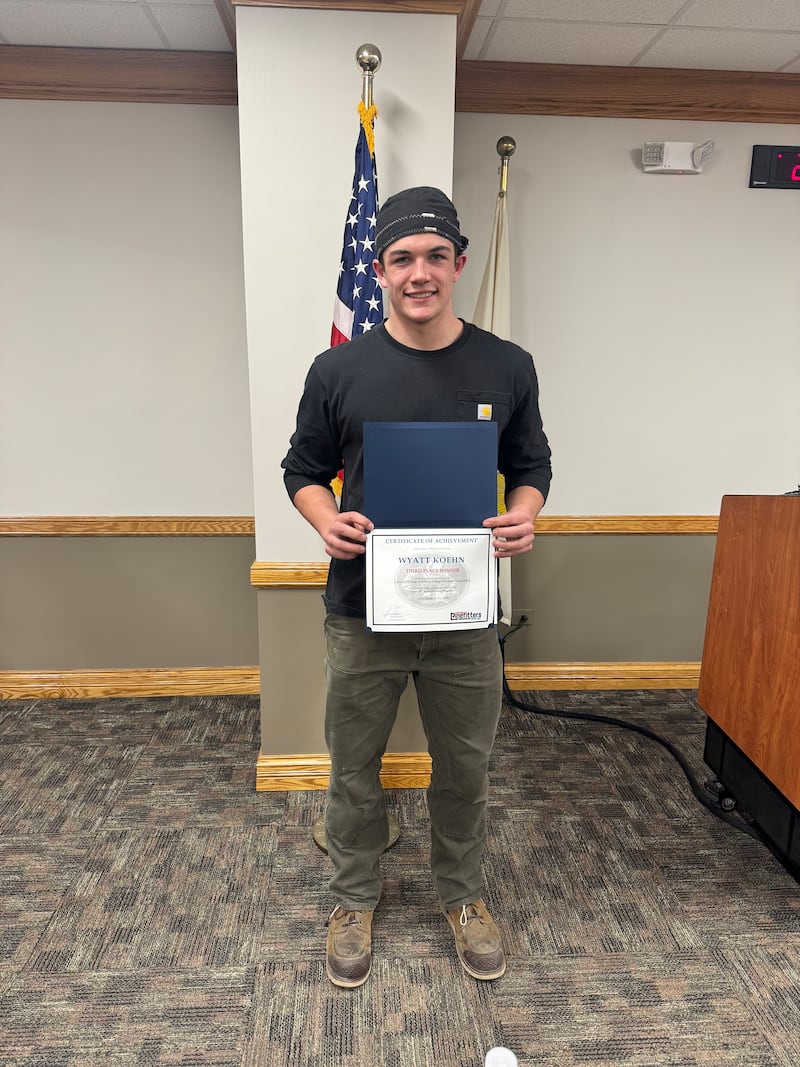 Coal City senior Wyatt Koehn, who finished third in the Pipefitters Local 597 welding competition in December.