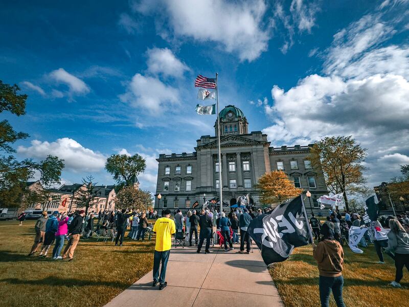 Over 100 people gathered to pray on the Kankakee County Courthouse lawn during the National Day of Prayer held on Thursday, May 1, 2025.