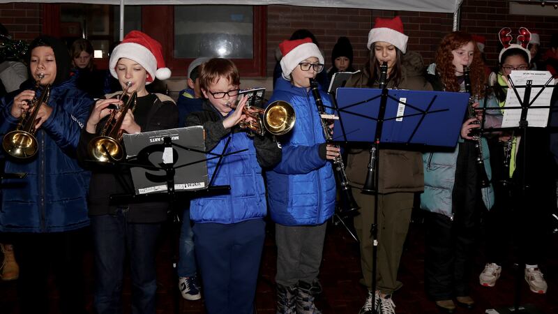 Sixth Grade students from Emily G. Johns School’s Rockin’ Christmas Band play Christmas music at the Plano Rockin’ Christmas on Friday, Dec. 1, 2023 in Plano.